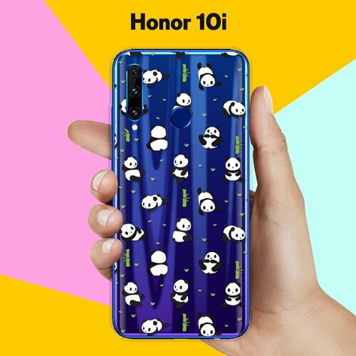 Силиконовый чехол Панды на Honor 10i силиконовый чехол на honor 10i фиолетовые цветы для хонор 10 ай