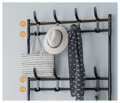 Стеллаж Этажерка Вешалка в прихожую New simple floor Clothes Rack, 5 полок, 60х26х171 (чёрный) - фотография № 5