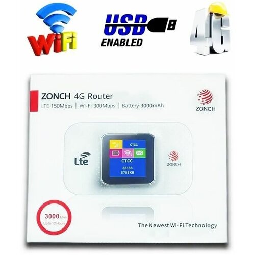 Маршрутизатор KUPLACE / Карманный Роутер Zonch с дисплеем, 4G LTE 3000mah, Мобильный приемник Wi-Fi, Универсальная портативная карманная точка доступа