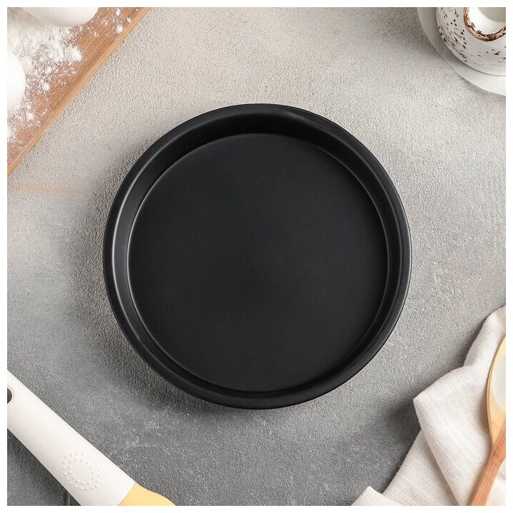Доляна Форма для выпечки Доляна «Жаклин», 16×2,5 см, антипригарное покрытие, цвет чёрный - фотография № 2