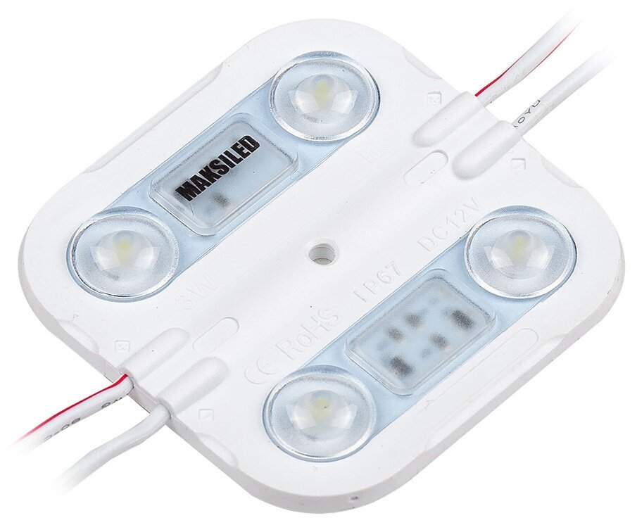 Светодиодный модуль MAKSILED ML-M4HL-L-2835-W 3Вт, 12В, IP67, SMD2835 4LED, 275лм, холодный белый, набор 25 шт.