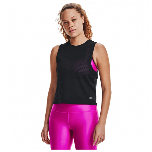 Майка спортивная Under Armour, размер XS, черный майка under armour perpetual woven tank wht женщины 1318054 100 lg