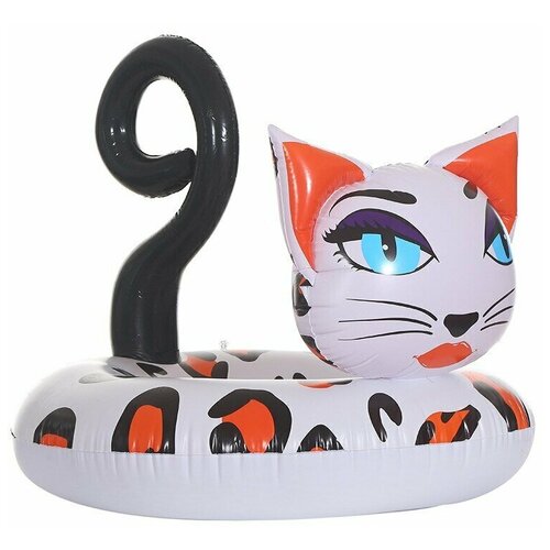 Надувной круг Леопардовая Кошка для плавания 90 см, пляжный круг для детей и взрослых; большой круг надувной, белый
