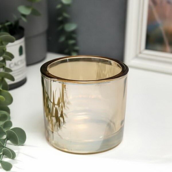 Подсвечник стекло на 1 свечу "Стакан" прозрачный оранжевый 8х9.3х9.3 см