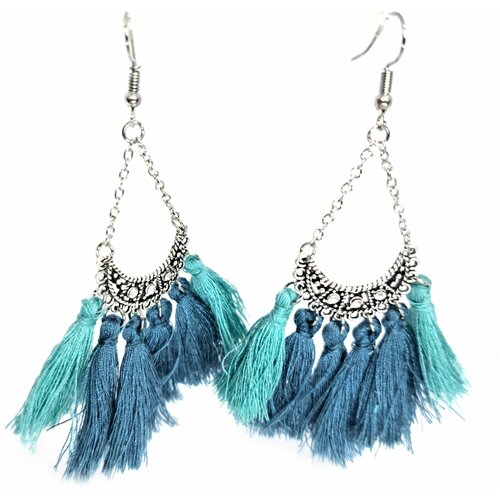 Серьги Leo Iron, бижутерный сплав, серебряный, синий