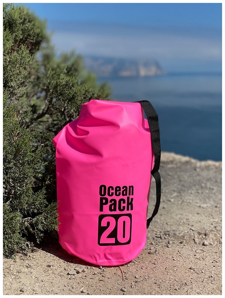 Водонепроницаемая сумка-мешок (гермомешок) Ocean Pack на 20 литров, розовая