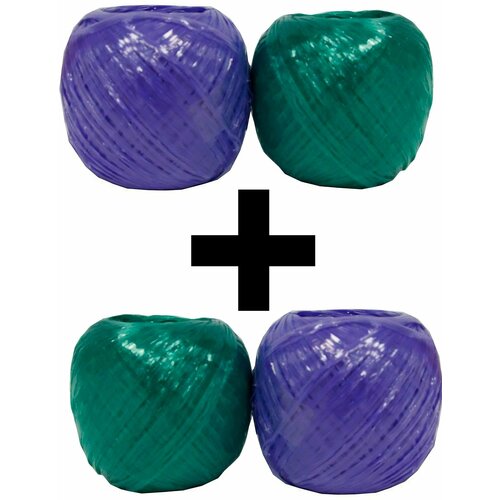 Пленка полипропиленовая фибрилированная цветная 2 шт по 100 м 2 набора Прочная нить окрашенная в сочные и яркие оттенки Подходит для хозяйственных нужд и творчества 393₽