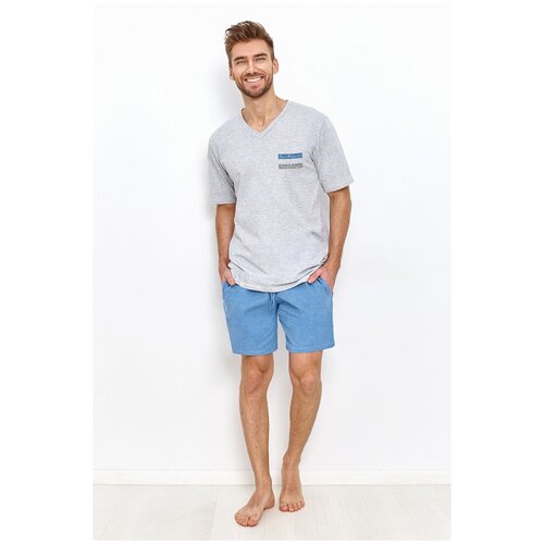 фото Пижама мужская taro zane 2938-01, футболка и шорты, серый (размер: l)