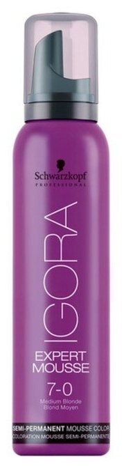 Schwarzkopf Professional Igora Expert Mousse - Шварцкопф Игора Эксперт Мусс для волос тонирующий, 100 мл - Игора Экстра Мусс 7-0 Средний русый натуральный