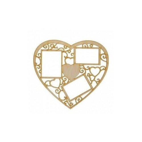 Заготовка. Фото-рамка из фанеры Сердце резное 35х32см 2701951 мужская футболка резное сердце m желтый