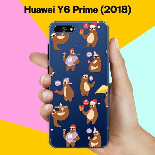 Силиконовый чехол Узор из ленивцев на Huawei Y6 Prime (2018) силиконовый чехол узор из ленивцев на huawei p20 lite