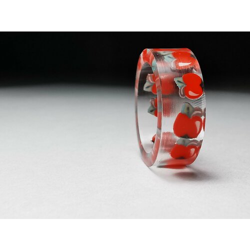 Кольцо-кулон, полимерная глина, размер 13, бесцветный, красный