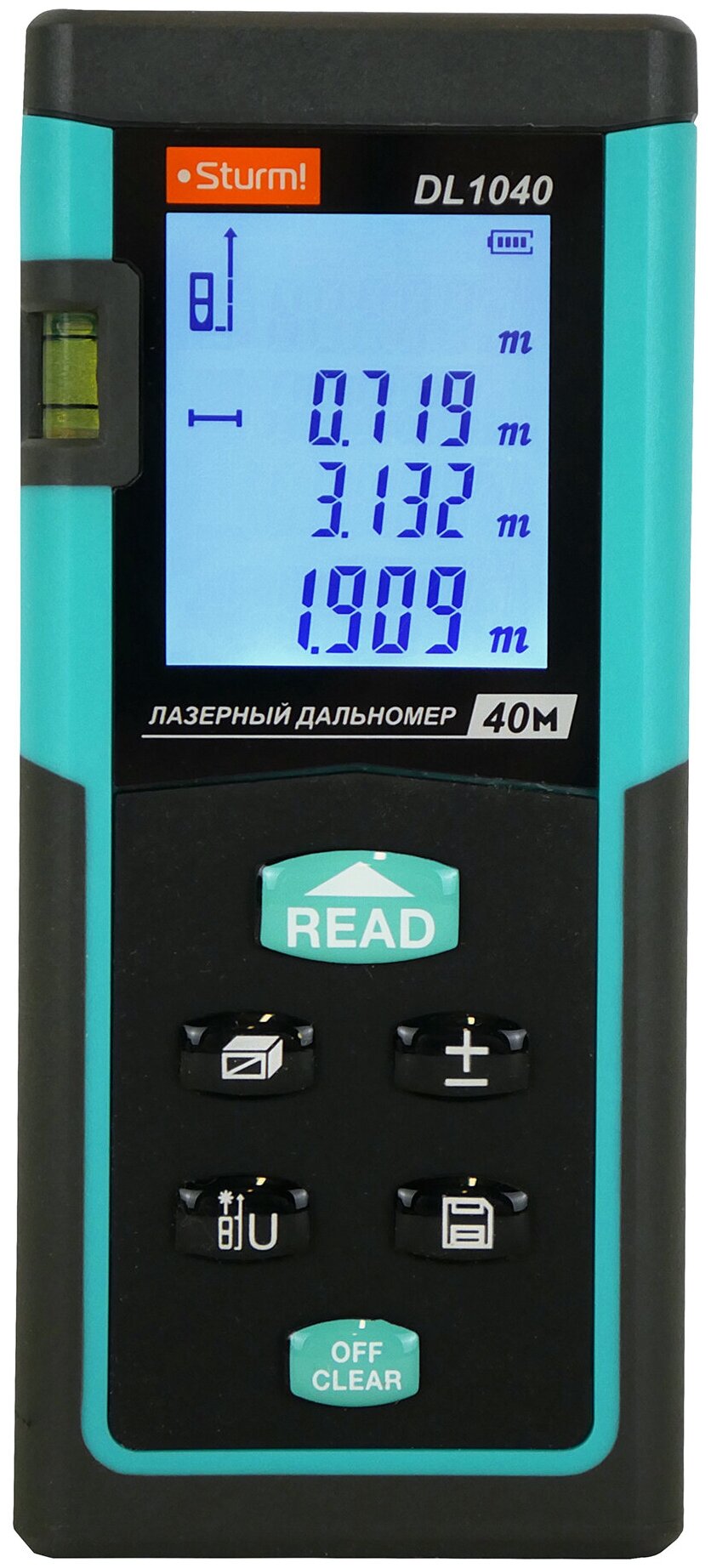Дальномер лазерный 0,05-40м, LCD дисплей, встроенный уровень, чехол, Sturm!