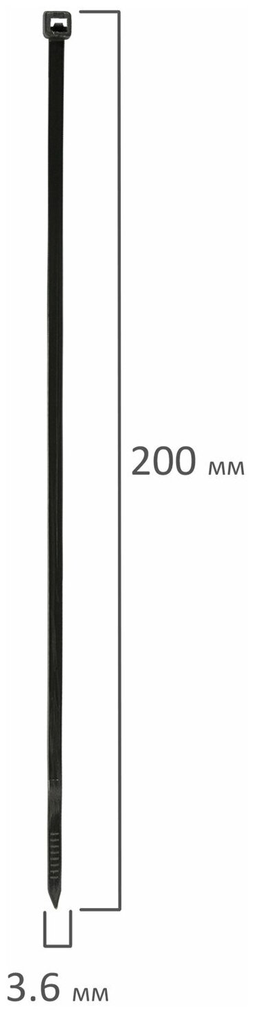 Хомут стяжка для проводов / кабелей нейлоновый (кабельная стяжка) сверхпрочная Power Lock, 3,6х200мм, 100 штук, черная Sonnen, 607916 - фотография № 8