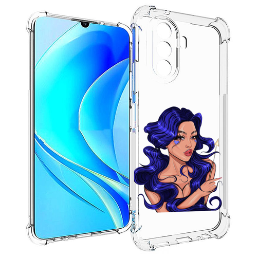 Чехол MyPads красивая-девушка-с-синими-волосами женский для Huawei Nova Y70 / Nova Y70 Plus (MGA-LX9N) / Huawei Enjoy 50 задняя-панель-накладка-бампер