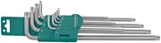 Комплект угловых ключей Torx Extra Long Т9-Т50, 1 S2 материал, 10 предметов H12S110S