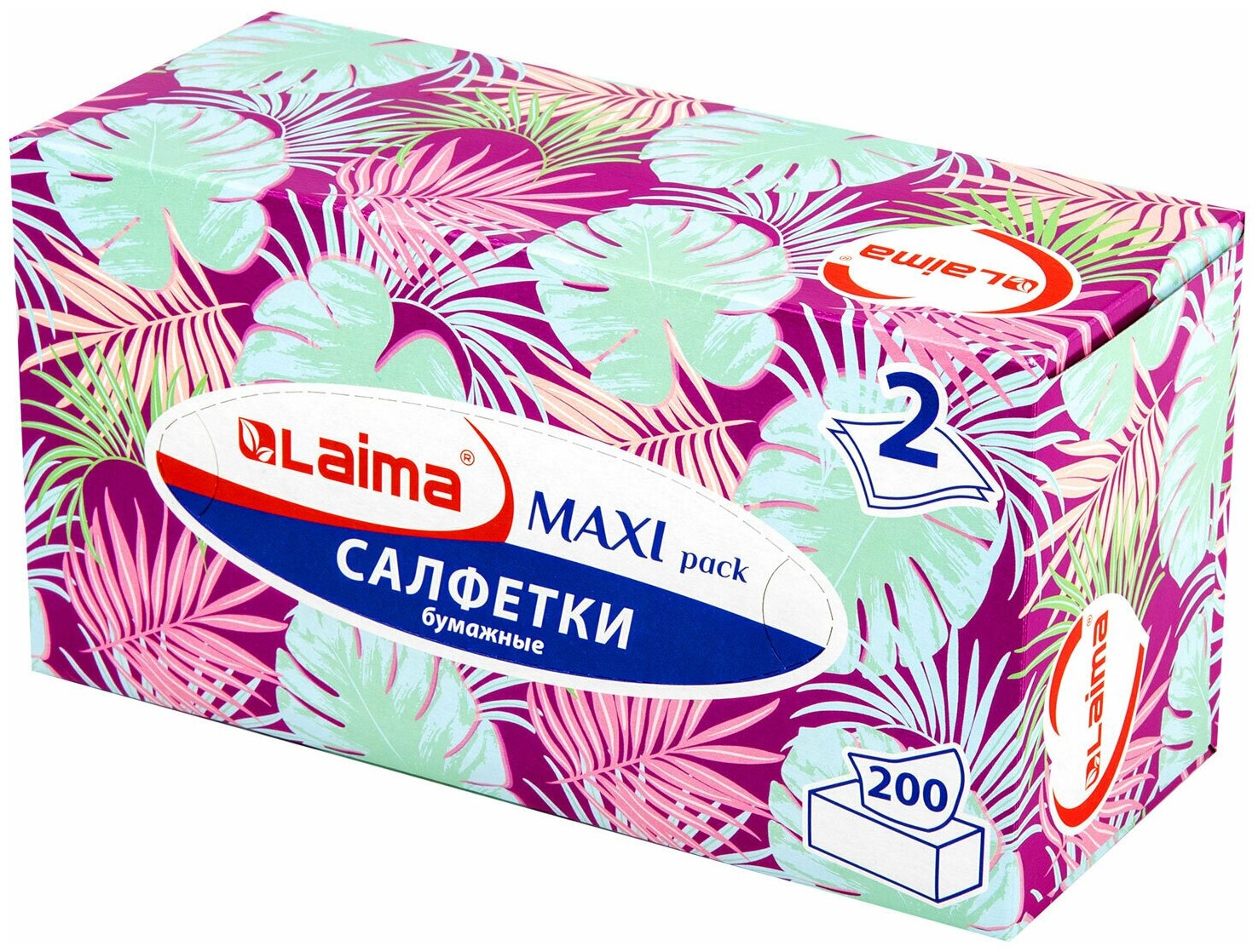 фото Салфетки косметические Лайма 200 шт, в картонном боксе 2-слойные "Everyday" 20х20 см (113589)