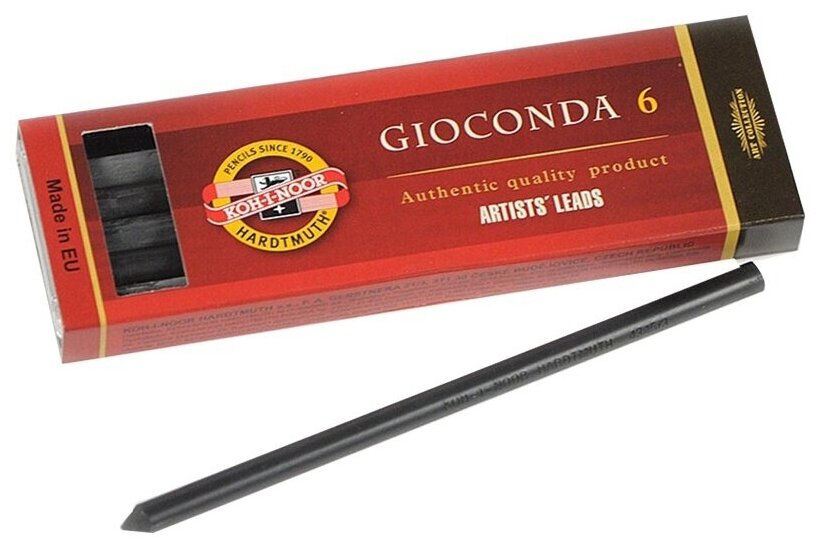 Грифели для цанговых карандашей KOH-I-NOOR "Gioconda", 6B, 5,6 мм, 6 шт, круглый (486506B009PK)