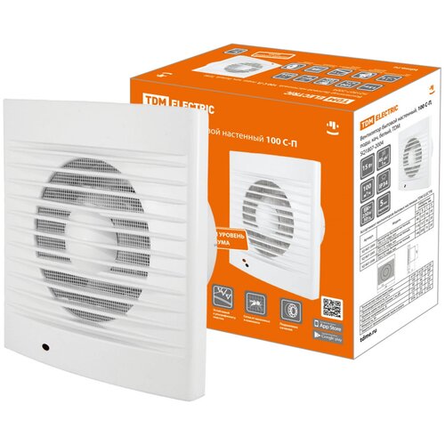 Вентилятор вытяжной TDM ELECTRIC 100 С-П белый 15 Вт 2154₽