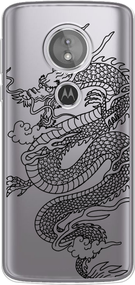Силиконовый чехол на Motorola Moto E5 / Моторола Мото Е5 "Большой китайский дракон", прозрачный
