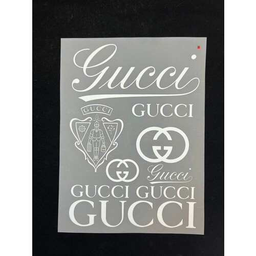 Термотрансфер Tite, термонаклейка на одежду Гуччи, Гучи, GUCCI (бренд белый), размеры 21х15 см