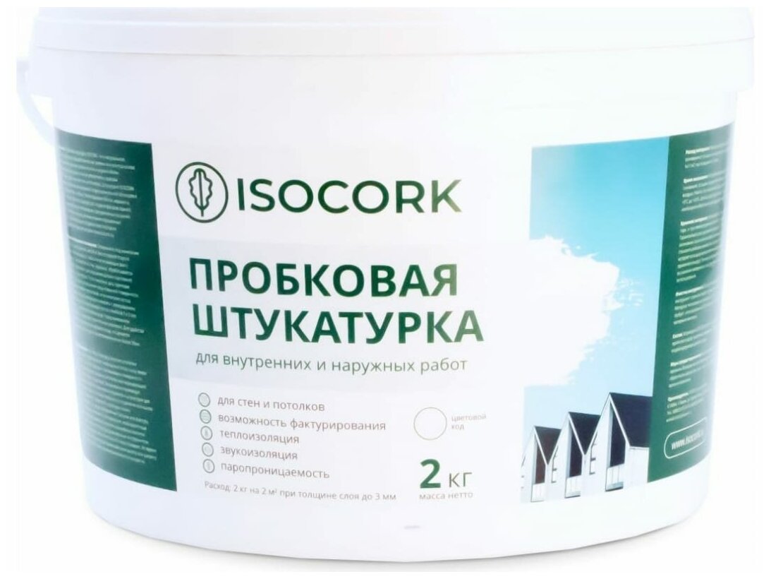 Изображение Пробковая штукатурка для внутренних и наружних работ для ОСП OSB цвет белый ПШ18С2