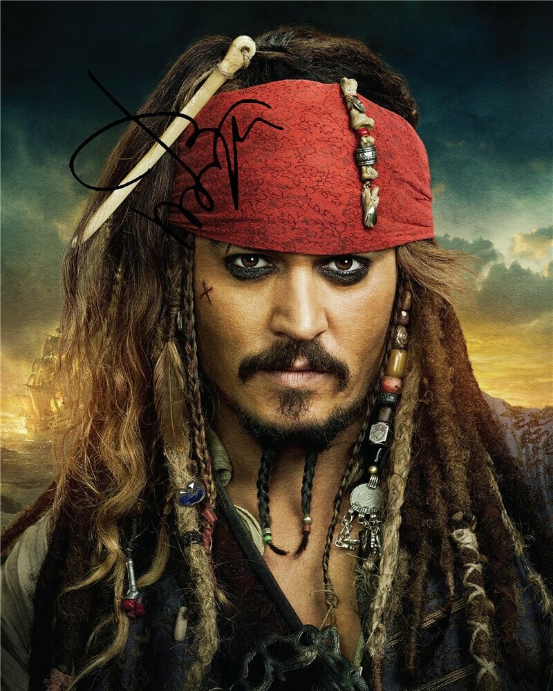 Автограф Джонни Депп Пираты Карибского моря - Автограф Johnny Depp Pirates Of Caribbean - Фото с автографом, Подписанная фотография, Автограф знаменитости, Подарок, Автограмма, Размер 20х25 см