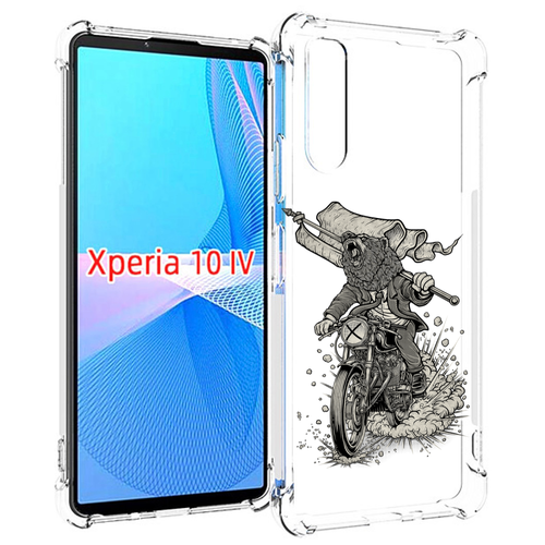 Чехол MyPads медведь на мотоцикле для Sony Xperia 10 IV (10-4) задняя-панель-накладка-бампер