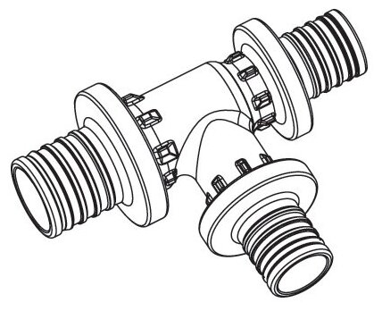 Тройник с уменьшенным боковым и торцевым проходами 32-20-20 PX - фотография № 17