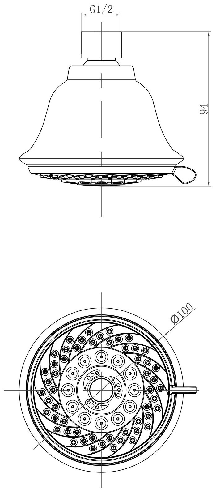 Лейка Lemark LM8040C для верхнего душа, 5-функциональная