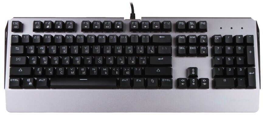 Клавиатура Delux черно-серебряная, USB, 104 кнопок, механическая - фото №1