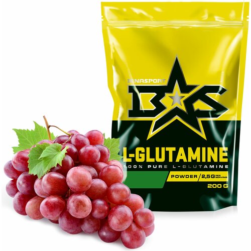 Л-Глутамин порошок Binasport L-GLUTAMINE (Глютамин) 200 г со вкусом винограда l glutamine l глутамин 500 мг 120 капсул