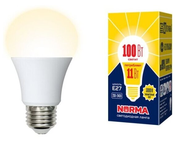 Светодиодная лампа Volpe LED-A60-11W/WW/E27/FR/NR картон