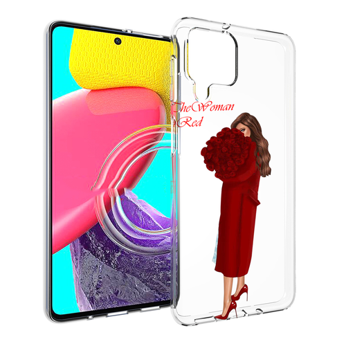 Чехол MyPads девушка-полностью-в-красном женский для Samsung Galaxy M53 (SM-M536) задняя-панель-накладка-бампер