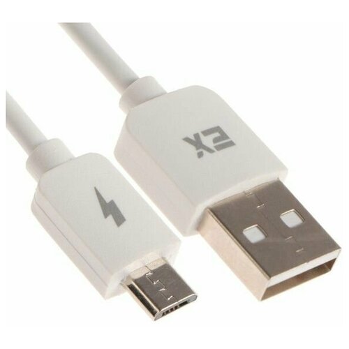 Кабель Exployd EX-K-998, microUSB - USB, 2.1 А, 1 м, силиконовая оплетка, белый