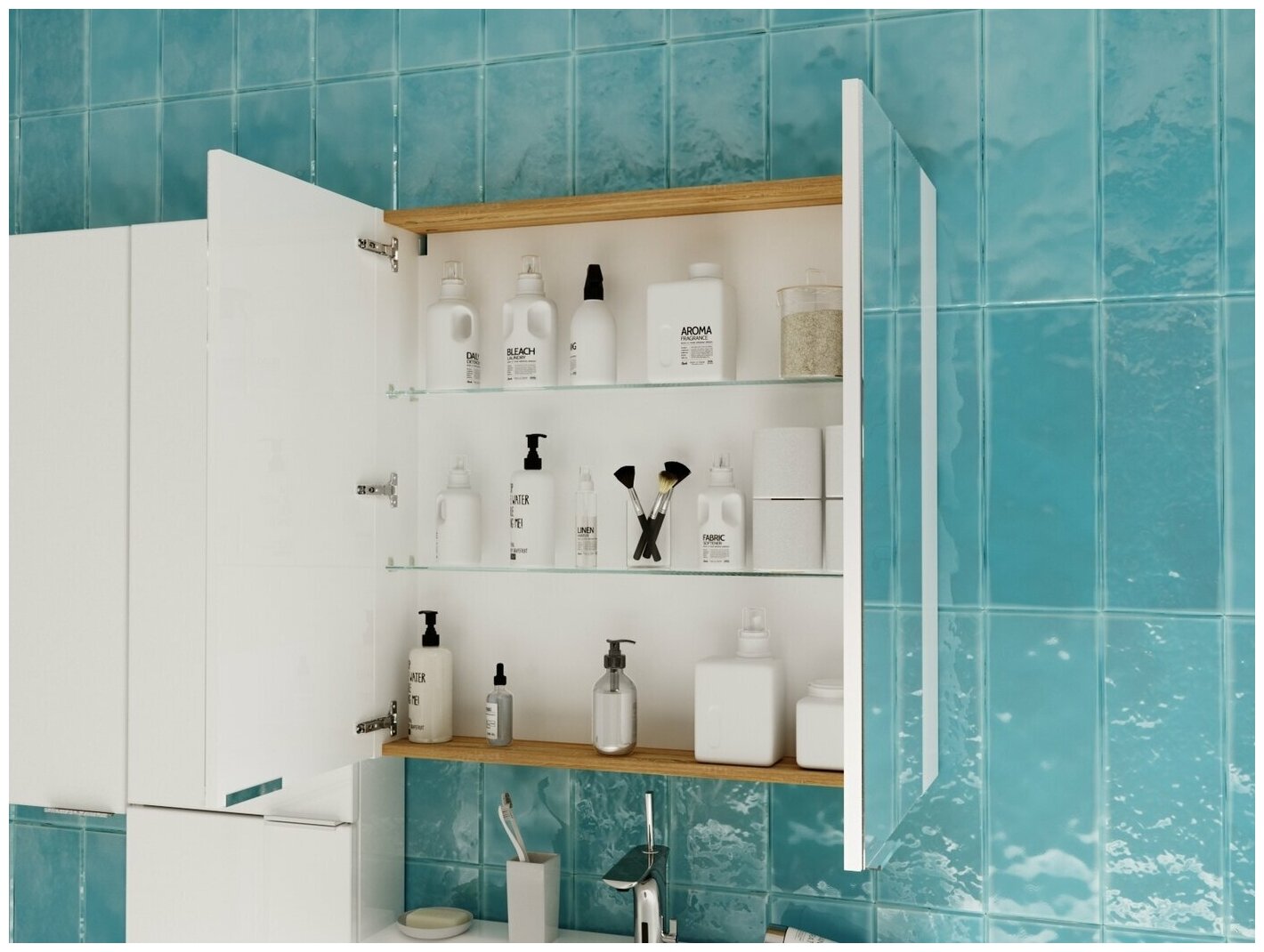 Зеркальный Шкаф для ванной Gaula 60 2д. White