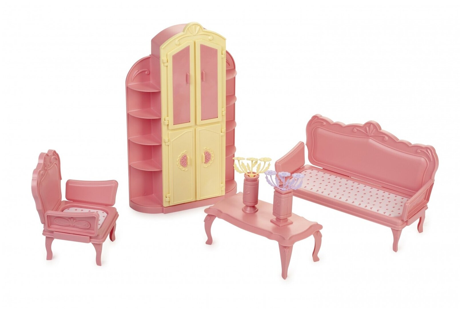Мебель для кукол Огонек Гостиная комната "Маленькая принцесса", (нежно-розовая) (С-1524)
