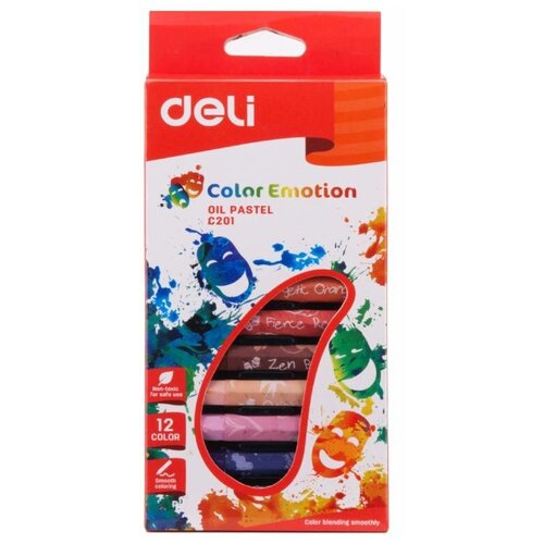 Масляная пастель Deli EC20100 Color Emotion шестигранные 12 цветов картонная коробка/европодвес