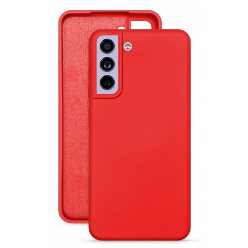 чехол samsung slim strap cover s21 fe белый оттенок ef xg990 Накладка силиконовая Silicone Cover для Samsung Galaxy S21 FE G990 красная