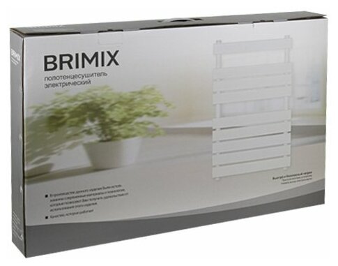 Полотенцесушитель BRIMIX белый, электрический на 9 плоских перекладин,130 W, 220-240 В, 50-60 Гц, из алюминия, тэн из углеродного волокна - фотография № 4