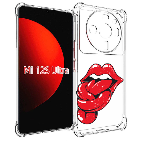 Чехол MyPads яркие губы с языком для Xiaomi 12S Ultra задняя-панель-накладка-бампер
