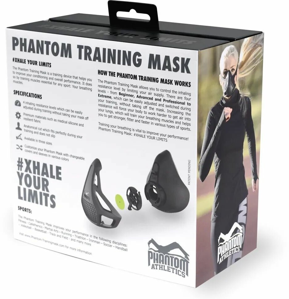 Тренировочная маска "Phantom Training Mask", размер М, цвет черный