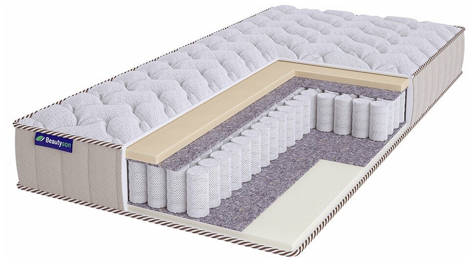 Матрас ортопедический пружинный Beautyson SPRING Soft EcoLatex 2 S600 LUX 160x200, двуспальный, без клея, поставляется в рулоне
