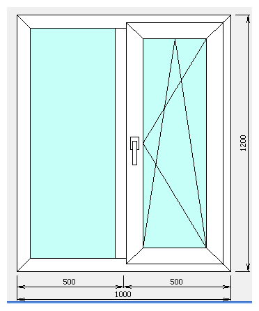 Окно ПВХ ш1000*в1200