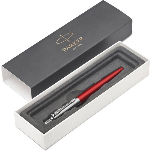 ручка подарочная шариковая jotter xl green ct синяя parker Ручка шариковая PARKER Jotter Core Kensington Red CT корпус красный детали хром синяя, 1 шт