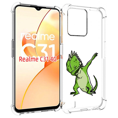 чехол mypads крутая кошка в очках для oppo realme c31 задняя панель накладка бампер Чехол MyPads крутая-ящерица для OPPO Realme C31 задняя-панель-накладка-бампер