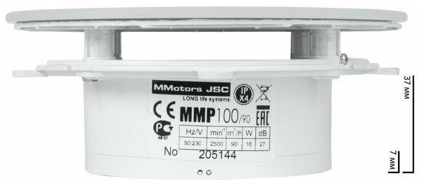 Вентилятор накладной сверхтонкий MMotors JSC MMP-01 100/90 куб/ч Пластик/Круг Белый - фотография № 4