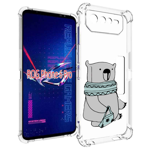 Чехол MyPads Модный медведь для Asus ROG Phone 6 Pro задняя-панель-накладка-бампер