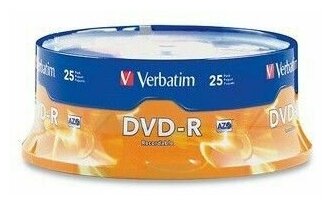 Оптический диск DVD-R Verbatim 4.7ГБ 16x, 25шт, wagon wheel [43730]