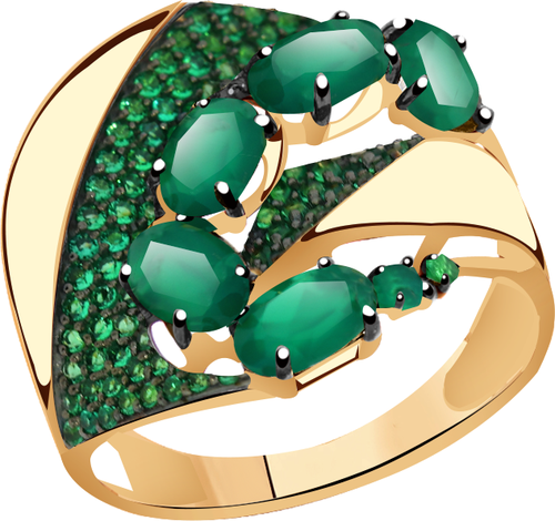 Кольцо Diamant online, золото, 585 проба, фианит, агат, размер 18.5